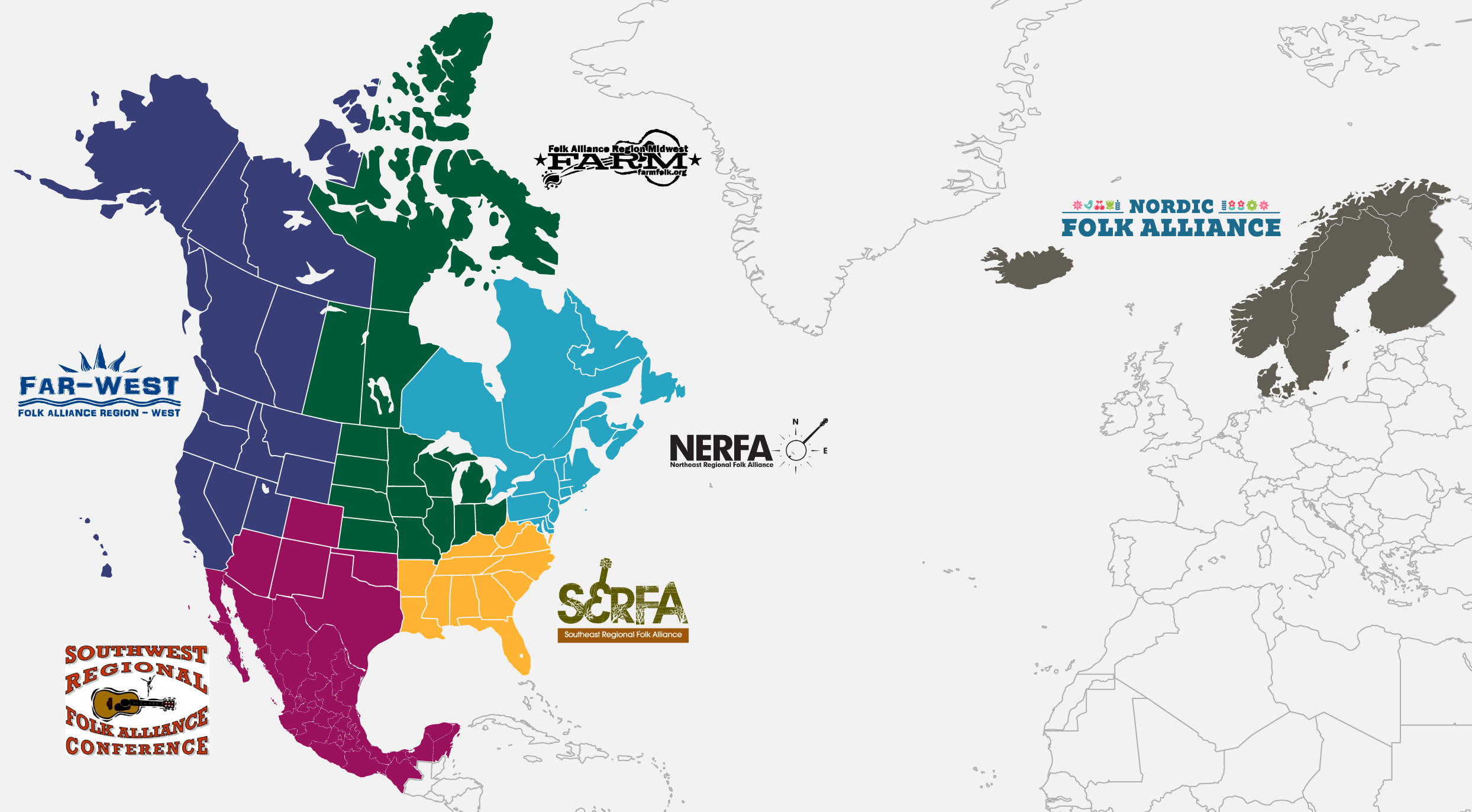 Regions of Folk Alliance Map